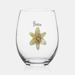 Gelbe Lily-Blume Personalisiert Weinglas Ohne Stiel