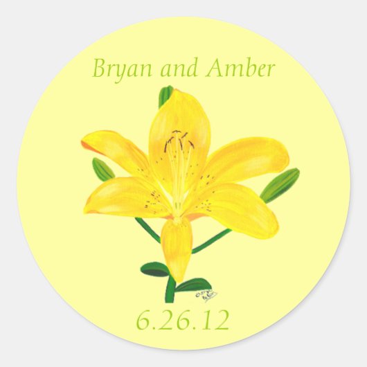 Gelbe Lily-Blume, Save the Date Hochzeitsticker Runder Aufkleber (Vorderseite)