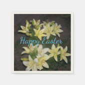Gelbe Lily Cluster Dunkler Hintergrund Happy Oaste Serviette (Vorderseite)