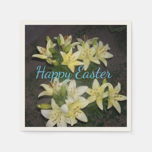 Gelbe Lily Cluster Dunkler Hintergrund Happy Oaste Serviette (Vorderseite)