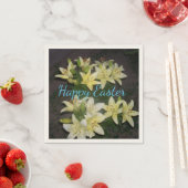 Gelbe Lily Cluster Dunkler Hintergrund Happy Oaste Serviette (Beispiel)