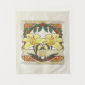 Gelbe Lily Viktorianische Blume Dankbarkeit Glück Wandteppich (Vorderseite)