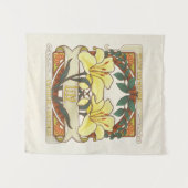 Gelbe Lily Viktorianische Blume Dankbarkeit Glück Wandteppich (Vorderseite (Horizontal))