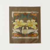 Gelbe Lily Viktorianische Blume Dankbarkeit Glück Wandteppich (Vorderseite)