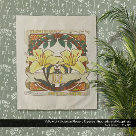 Gelbe Lily Viktorianische Blume Dankbarkeit Glück Wandteppich
