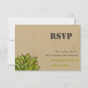Gelbe Lime Sukkulente Moderne Typografie Hochzeit RSVP Karte