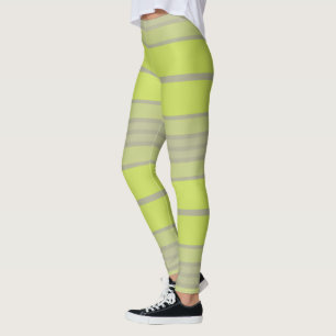Gelbe Limone und graue Streifen Damen Leggings