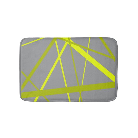 Gelbe Linien auf grauem Retro-Muster Badematte (Vorderseite)