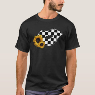Gelbe Lippen küssen kariert-gelbe Sonnenblumenrenn T-Shirt