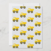 Gelbe LKW-Baukinder Einladung (Rückseite)