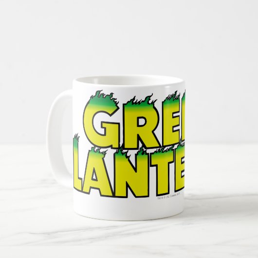Gelbe Logo-Flammen Kaffeetasse (Vorderseite Links)