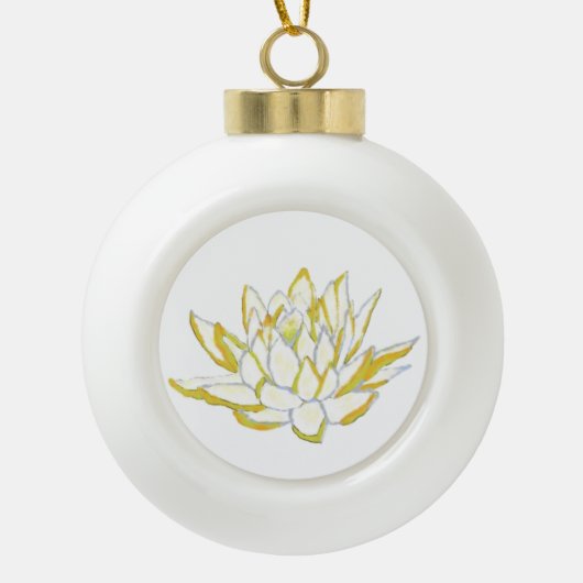 Gelbe Lotus-Blume botanische Urlaubspflege Keramik Kugel-Ornament (Vorderseite)