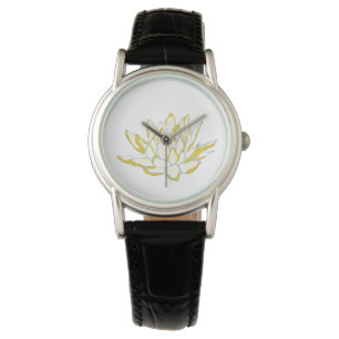 Gelbe Lotusblume Boho-Accessoires für Frauen Armbanduhr