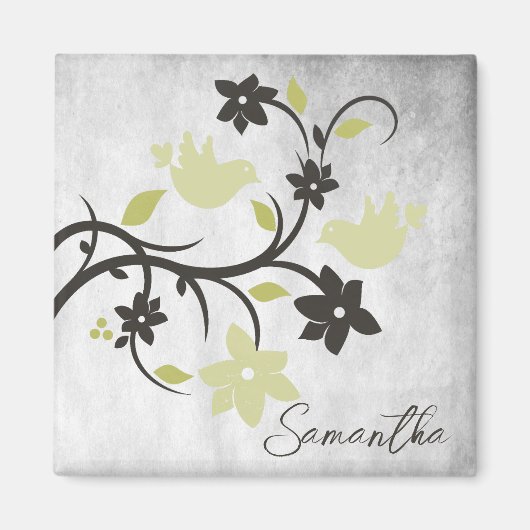 Gelbe Lovebirds Personalisiertes Magnet (Vorne)