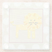 Gelbe Löwe mit weißen Polka-Punkten Glasuntersetzer (Rückseite)