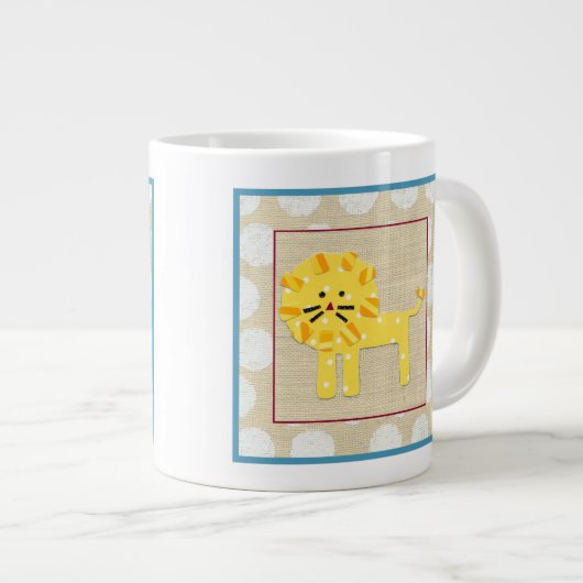 Gelbe Löwe mit weißen Polka-Punkten Jumbo-Tasse (Vorderseite Rechts)