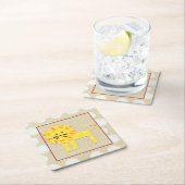 Gelbe Löwe mit weißen Polka-Punkten Rechteckiger Pappuntersetzer (Vor Ort)