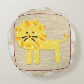 Gelbe Löwe mit weißen Polka-Punkten Rundes Kissen (Rückseite)