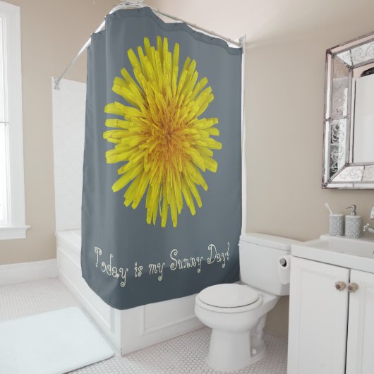 Gelbe Löwenzahn-Blume irgendein Text auf Duschvorhang (Beispiel)