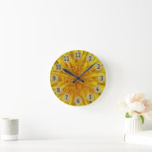 Gelbe Löwenzahn-Blumen-Foto-Schwarz-Stellen Runde Wanduhr (Zuhause)