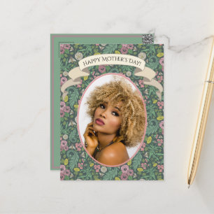 Gelbe Löwenzahnblüten Rosa Stiefmütterchen Gesicht Postkarte