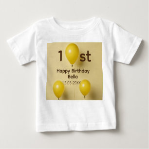 Gelbe Luftballons 1. Geburtstag hinzufügen Datum T Baby T-shirt