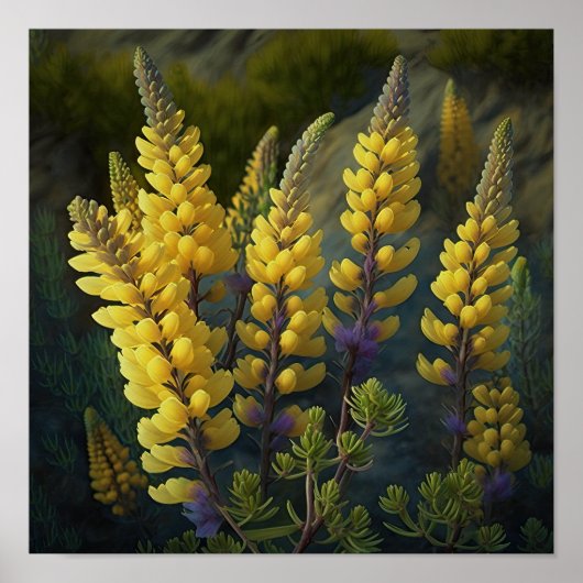 Gelbe Lupine Blume Art Print Poster (Vorne)