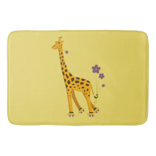 Gelbe lustige Rollen-Skaten-Giraffe Badematte