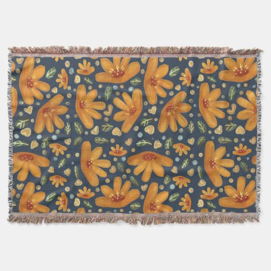 Gelbe Luxusblumen Decke (Vorderseite)