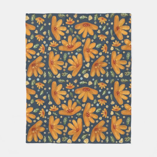 Gelbe Luxusblumen Fleecedecke (Vorderseite)