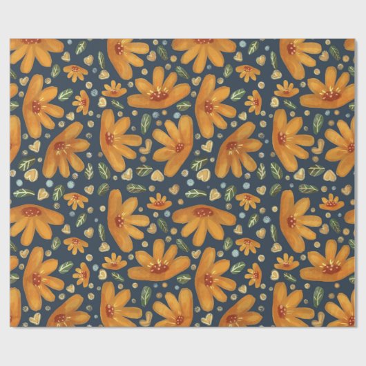 Gelbe Luxusblumen Geschenkpapier (Flach)