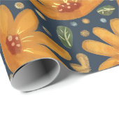 Gelbe Luxusblumen Geschenkpapier (Rolleneckpunkt)