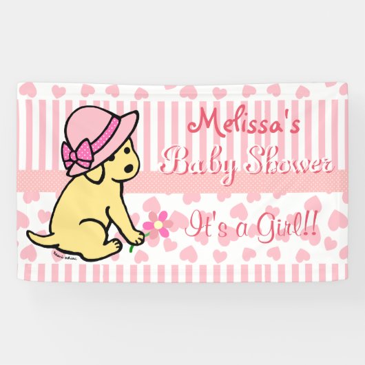 Gelbe Mädchen-Babyparty-Fahne Labradors rosa Banner (Horizontal)