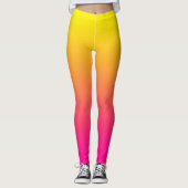Gelbe Magenta Rose Gradient Leggings (Vorderseite)
