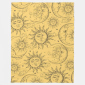 Gelbe Magie Vintage Himmelssonnenmoon Sterne Fleecedecke (Vorderseite)