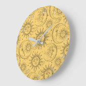 Gelbe Magie Vintage Himmelssonnenmoon Sterne Große Wanduhr (Winkel)