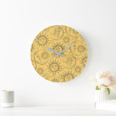 Gelbe Magie Vintage Himmelssonnenmoon Sterne Große Wanduhr (Zuhause)