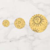 Gelbe Magie Vintage Himmelssonnenmoon Sterne Konfetti (Vorderseiten)