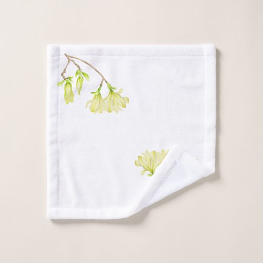 Gelbe Magnolien auf Badetuch Set (Waschlappen)