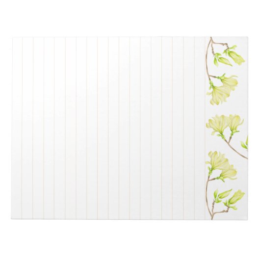 Gelbe Magnolien auf einem großen Notepad Notizblock (Vorderseite)