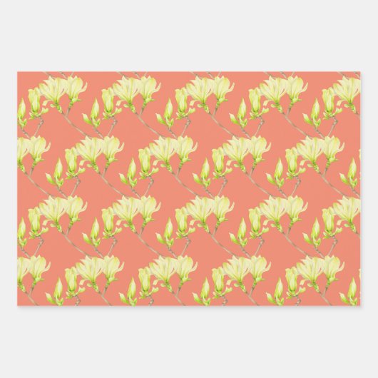 Gelbe Magnolien auf einem wackelnden Set Geschenkpapier Set (Vorderseite 3)