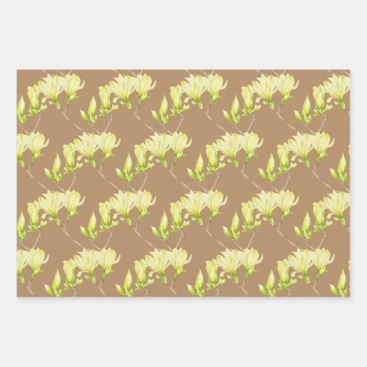 Gelbe Magnolien auf einem wackelnden Set Geschenkpapier Set (Vorderseite 2)