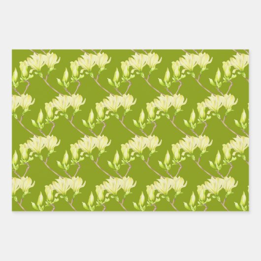 Gelbe Magnolien auf einem wackelnden Set Geschenkpapier Set (Vorderseite)