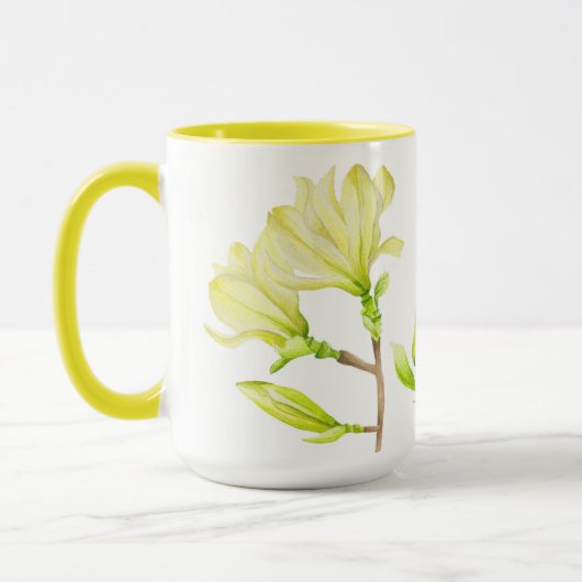 Gelbe Magnolien auf einer Combo-Tasse (W) - 15 oz. Tasse (Links)