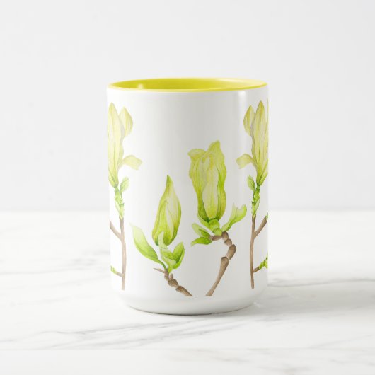 Gelbe Magnolien auf einer Combo-Tasse (W) - 15 oz. Tasse (Zentrum)