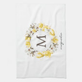 Gelbe Magnolienblüte Monogramm Geschirrtuch (Vertikal)