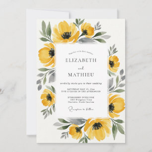 Gelbe malerische Blumige Hochzeit Einladung