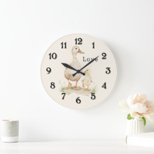 Gelbe Mama Baby Enten Große Wanduhr