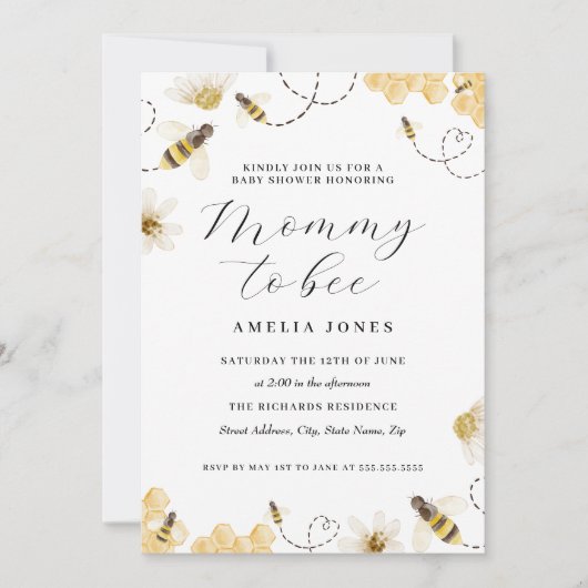 Gelbe Mama wird Babydusche Einladung (Vorderseite)