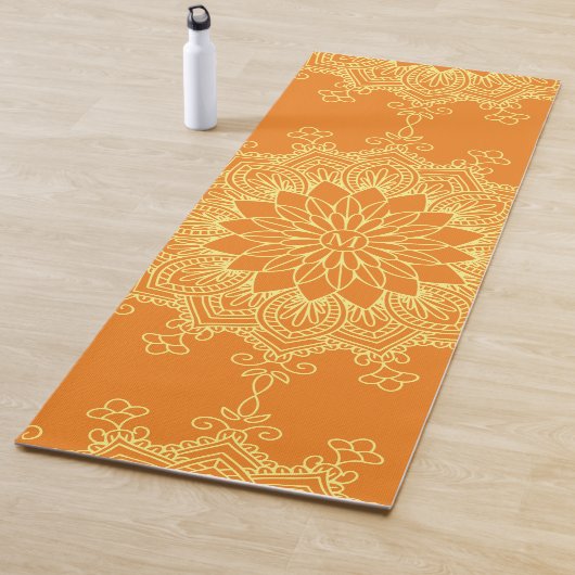 Gelbe Mandala auf orange Monogramm Yogamatte (Beispiel)